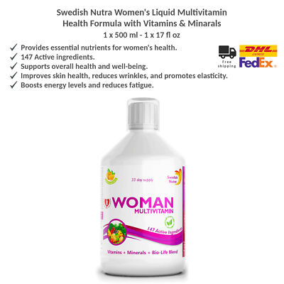 Swedish Nutra Liquid Multivitamin for Women Hair, Skin, Immune Support 500ml