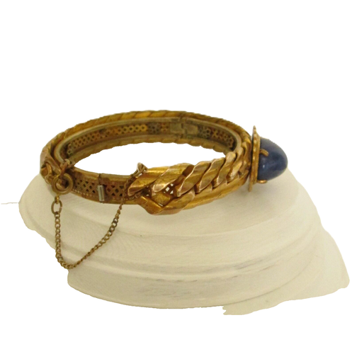 Miriam Haskell Signed Gold Tone Bangle Bracelet - Picture 3 of 7