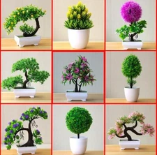 Artificial Plants In Pots Potted Small Bonsia Tree For Front Door Home Decor NEW