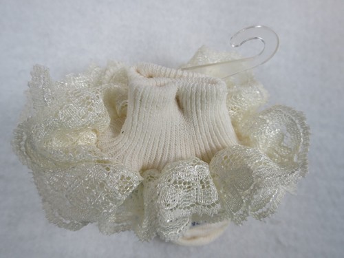 Jeffries Socks Ecru Cream Infant Newborn Lace Trim Cotton Socks Size 0-4 USA - Picture 5 of 6