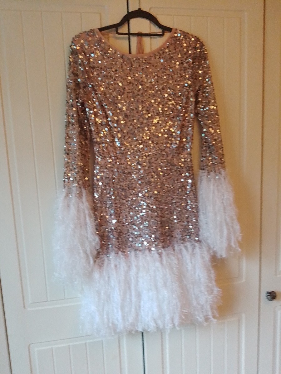 asos design embellished sequin maxi dress with faux feather trim ASOS DESIGN embellished sequin dress with faux feather. Perfect condition!  Sz 10