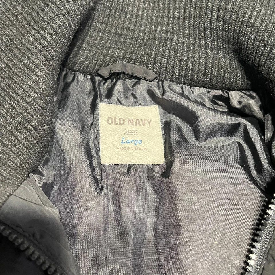 Chaqueta acolchada bombardero azul marino antigua para mujer L negra cuello tortuga abrigo de invierno esquí Foto 3 de 4