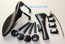 1set New Ebony Wood 4/4 Violin Accessories Chinrest Endpin Tuners Black Clamps