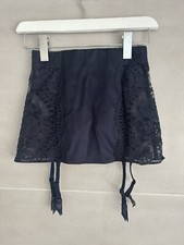 La Perla Satin Lace Suspender Skirt Navy BNWT FR 38 UK 10