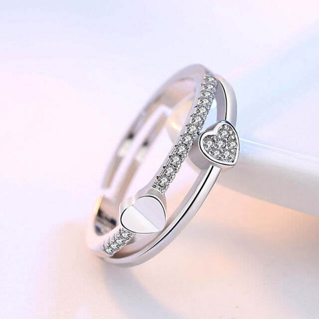 Adjustable 925 Sterling Silver Ring Thumb Ring Knuckle Wishbone Heart Ring Gift Adjustable 925 Sterling Silver Ring Thumb Ring Knuckle Wishbone Heart Ring Gift