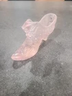 Light pink Carnival Glass Fenton Shoe; Daisy Button