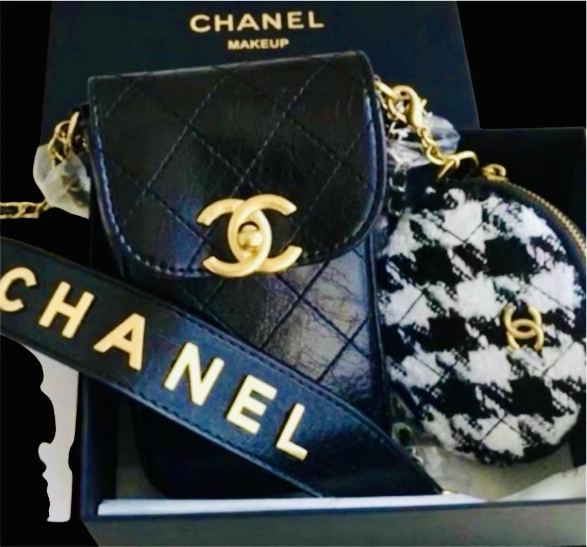CHANEL Black Leather Makeup Bags & Cases for sale - eBay