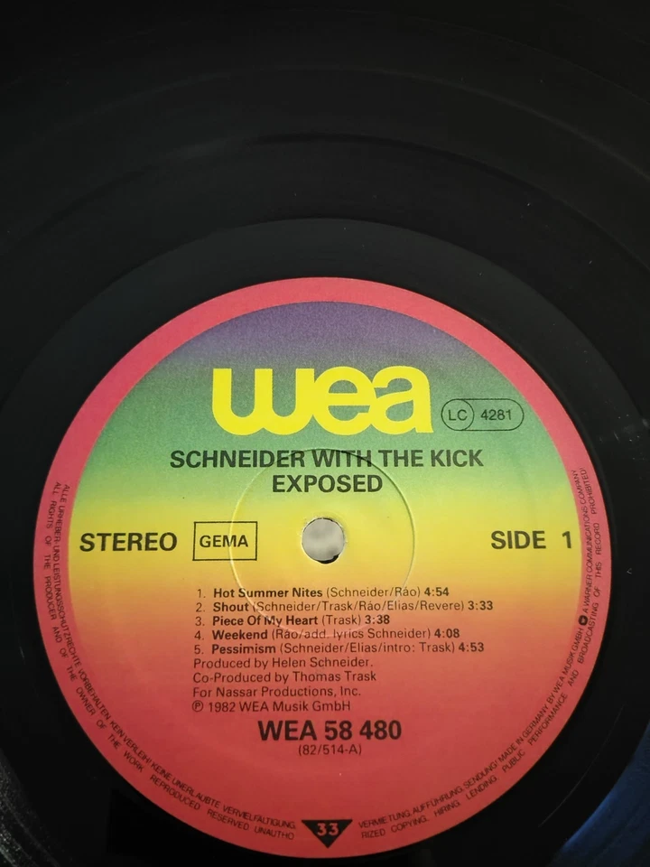 Schneider With The Kick- Exposed VINYL LP (1982) GERMANY Pressing *Rare - Image 3 of 4