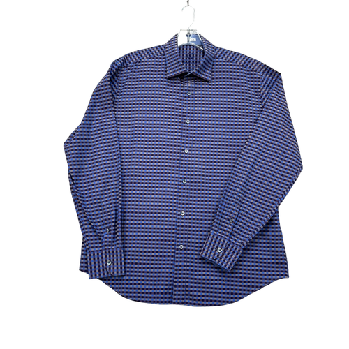 Bugatchi Uomo Designer Shirt Men's L Tailored Luxe Check Cotton Spread Collar - Picture 2 of 17