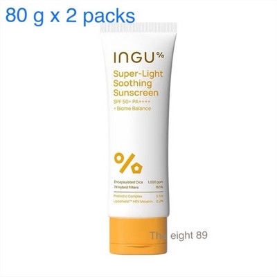 x 2 packs INGU Super-Light Soothing Sunscreen SPF 50+ PA++++ + Biome Balance 80g