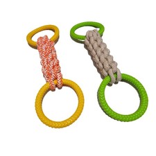 Durable Cotton Rope Dog Toy with Rubber Ring Tug for Large Dogs