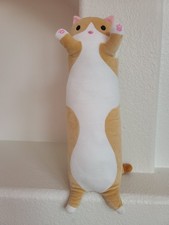 17" Long Cat Plush Pillow Orange White Soft Stuffed Animal Body Pillow