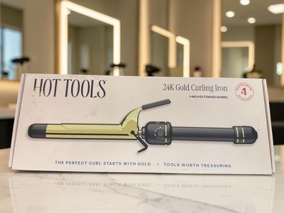 Hot Tools Professional 1'' 24k Gold Extended Barrel Hair Straightener Curler