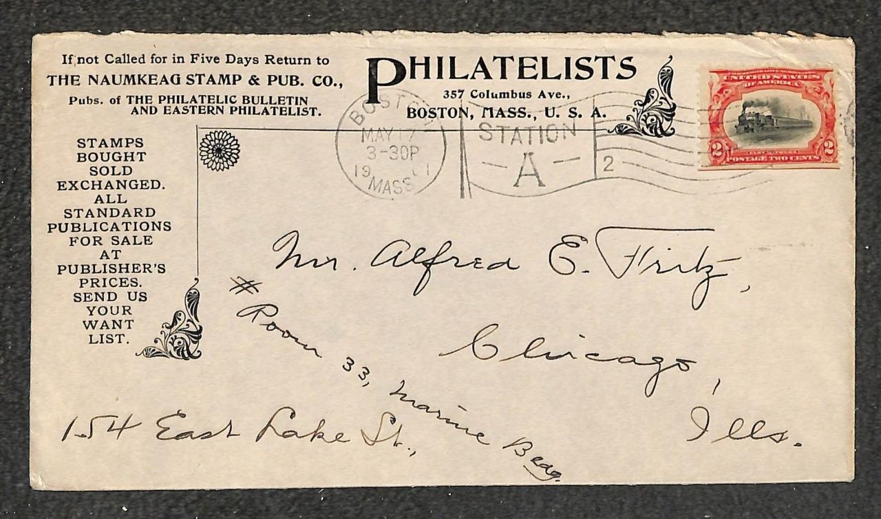Usa 295 Naumkeag Stamp Dealer & Pub Co Boston Massachusetts Ad Cover 1901