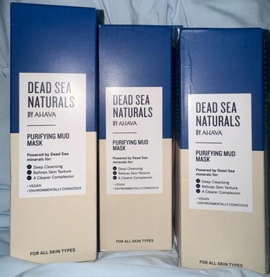 NEW (3x) AHAVA Dead Sea Naturals Purifying Mud Mask Absorbs Oil Deep Cleansing