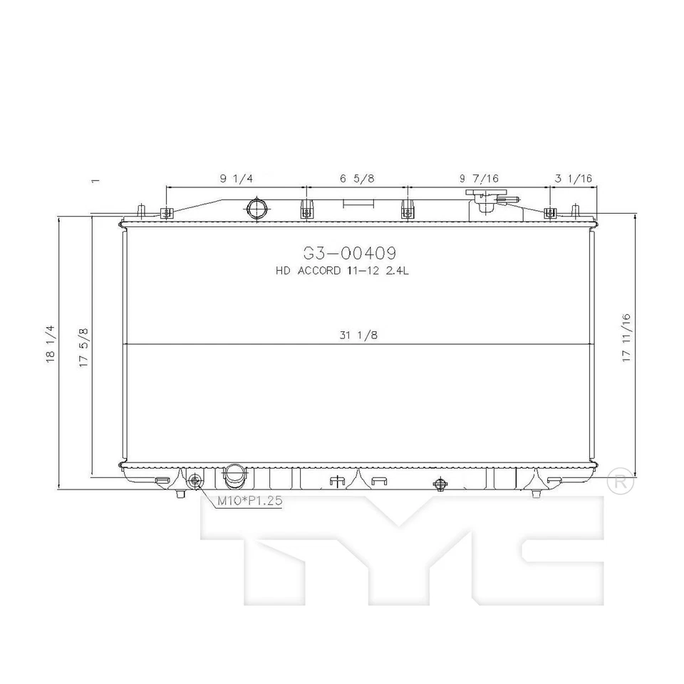 Conjunto de radiador TYC 13009 para Honda Accord Crosstour 11-12 Foto 3 de 4