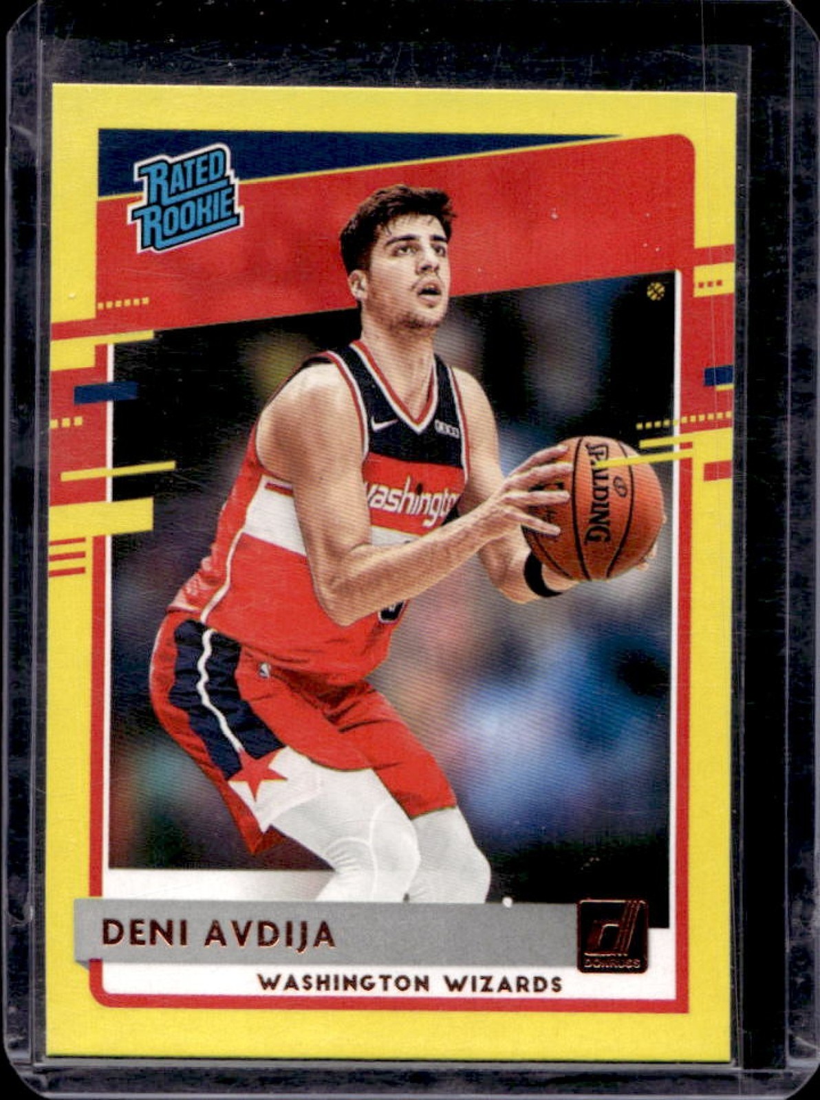 2020-21 Donruss Deni Avdija Yellow Flood Rookie RC #205 Wizards