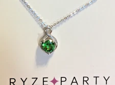 Ryze Shamrock Green CZ Sterling Silver Necklace NIB