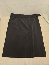Worthington Black Solid A-Line Belted Buckle Knit Knee-Length Skirt 12
