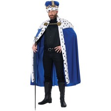 Royal King Queen Renaissance Medieval Unisex Mens Women Costume Cape  Crown Set