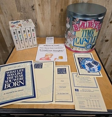 VINTAGE NOS BABYS TIME CAPSULE 1991 COMPLETE WITH TIN, BOOKS, LETTERS, RARE NEW