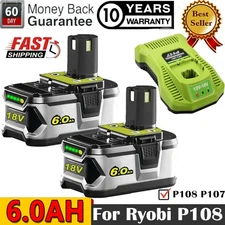 1-6X For Ryobi P108 18V ONE Plus Battery/Charger Lots LI-ION 6.0Ah High Capacity