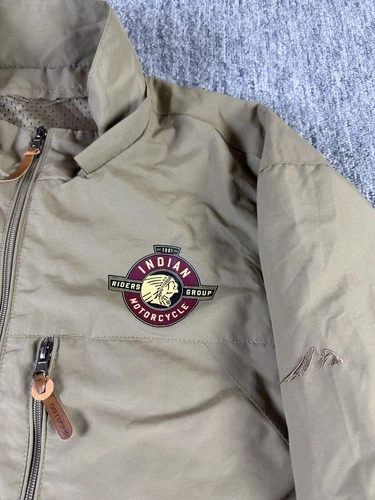 Indian Motorcycle Riders Group Jacket Outdoor Waterproof Size XL Beige Vintage image 5
