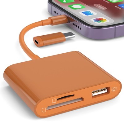 SD Card Reader for iPhone, Memory Card Reader with USB-C to Light-ning Adapte...