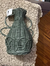 Threshold NWT Coastal Small Rattan Vase Green