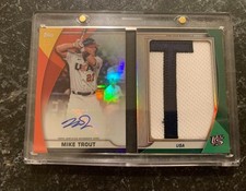 2023 Topps WBC Mike Trout Country Debut Relic Booklet Auto Nameplate /5 Patch