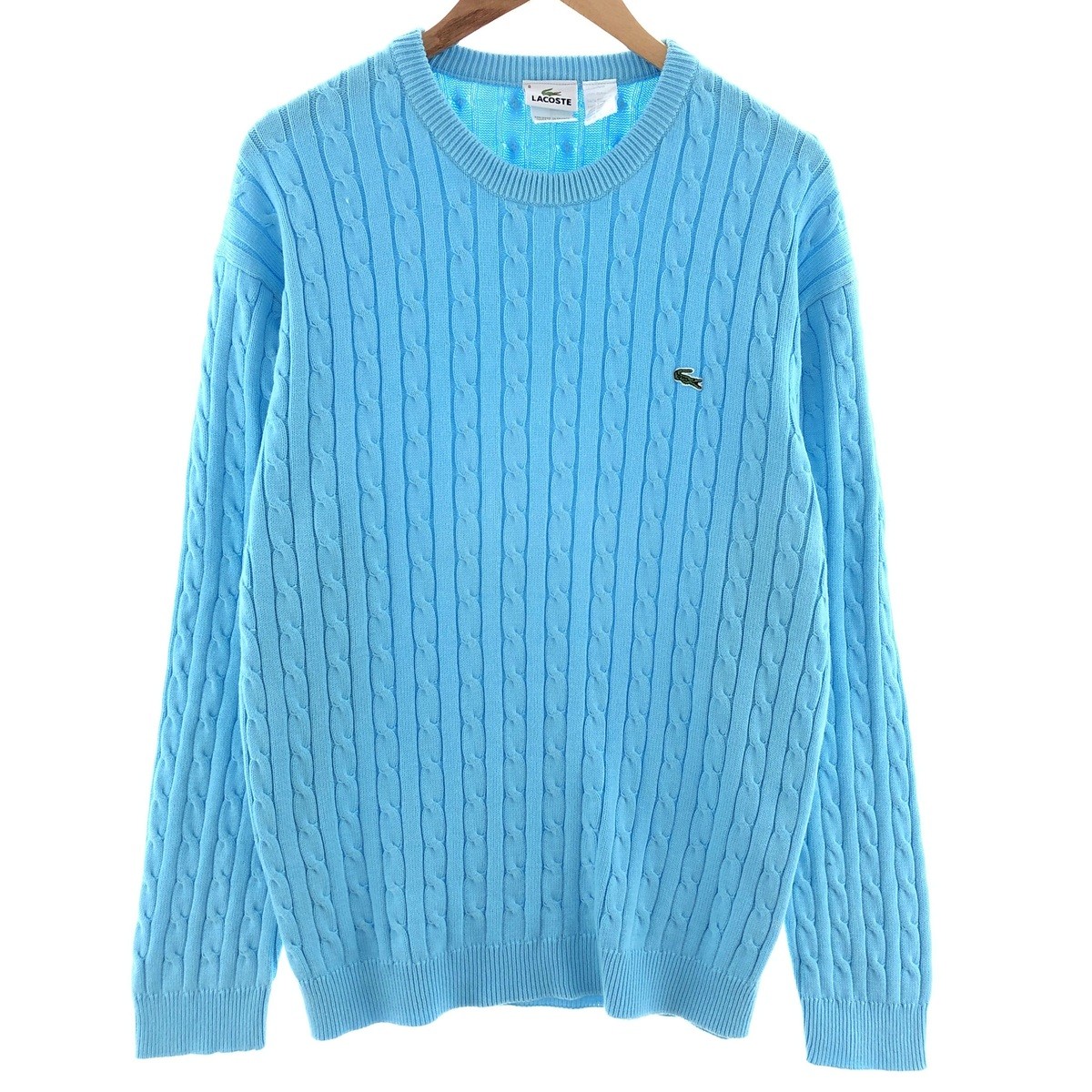 French LACOSTE 1980s／Cable Knit Sweater Lacoste vintage multicolour style made in France cable knit