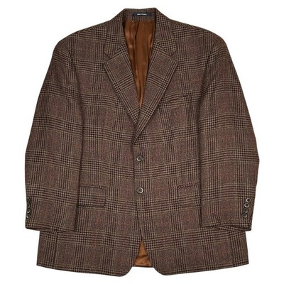 Vintage Chaps Ralph Lauren Sport Coat Plaid Wool Tweed Mens 44S Blazer Jacket