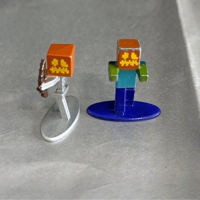 Minecraft Nano Metalfigs Halloween 2-Pack Pumpkin Head Skeleton & Zombie