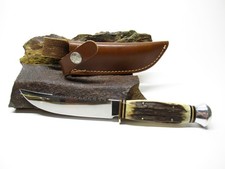 VINTAGE OTHELLO ANTON WINGEN JR. STAG SAWBACK STAG HUNTING KNIFE GERMANY  NM