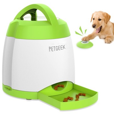 PETGEEK Automatic Dog Treat Dispenser with Button - Puzzle Memory Training Fe...