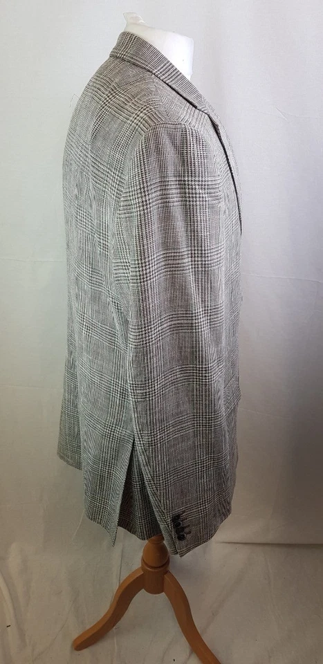 Blazer Chester Barrie, talla 44L, marrón, beige y verde azulado patrón a cuadros Foto 4 de 4