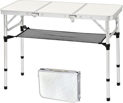 Folding Camping Table, 35''L X16''W Camp Aluminum Table with Adjustable Height L