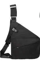 Anti Theft Crossbody Travel Bag, Unisex, Left Shoulder, Black