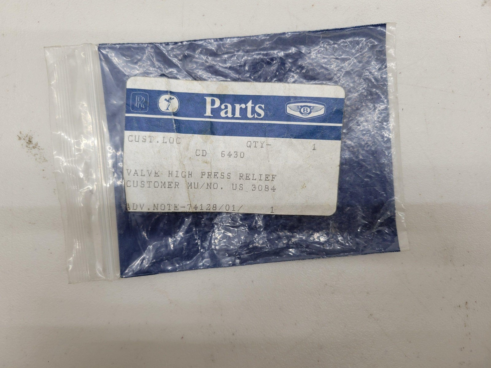 Rolls Royce / Bentley Valve High Press CD6430