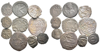 FITZ LOT 10 BYZANTINE ISLAMIC CRUSADERS BRONZE COINS ØNON825