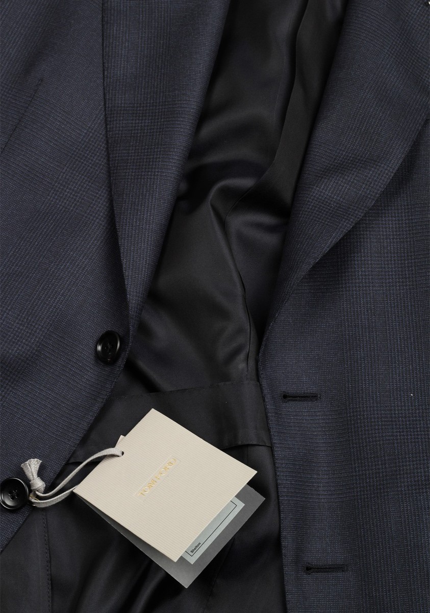 TOM FORD Shelton Checked Blue Suit Size 50 IT / 40R U.S. New With