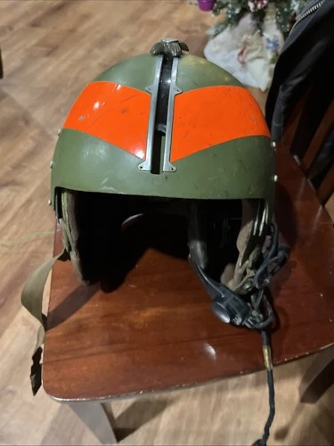 Vintage Vietnam Era US Military Pilot Flight Helmet Gentex W/ Visor & Mic Large