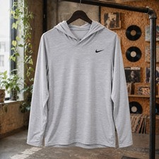 Nike Mens Dri-FIT Gray Space Dye Long Sleeve Hooded Shirt Size L
