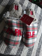 Wondershop Mens PAPA ELF Plaid Soft Slip On Christmas Shoes Slippers XLarge