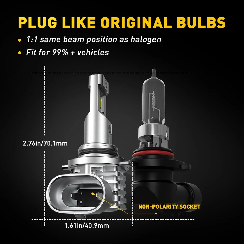 9006 Faro LED AUXILIAR Bombilla Blanco Canbus 6500K Super Brillante Plug&Play 2-20PCS Foto 3 de 4