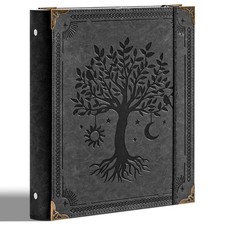 PU Leather 3 Ring Binder 1 Inch Round Ring Binder Holds 200 Sheets 8.5"x11" L...