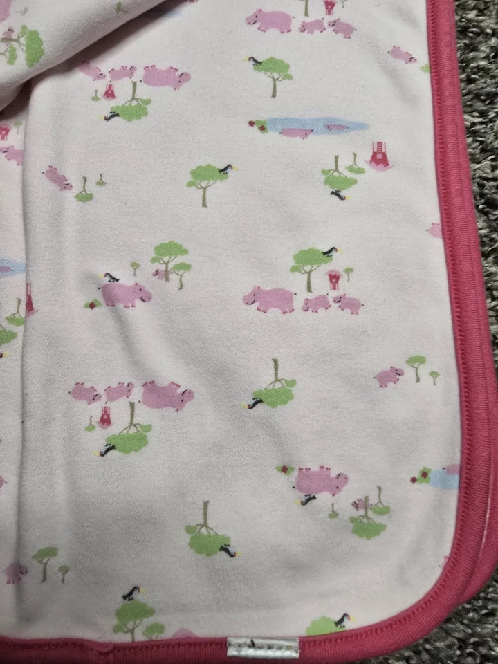 Gymboree Rosa 3 Hipopótamo Algodón Tejido Bebé Recepción Manta Árbol 2006 Foto 3 de 4