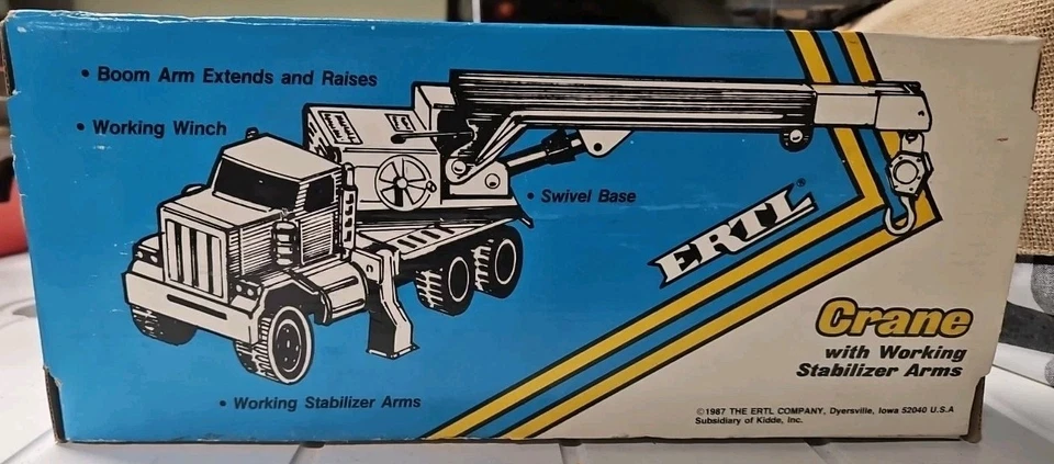 Camión de construcción Peterbilt Grúa Ertl 1987 vintage nuevo en caja vehículo de acero prensado Foto 4 de 4