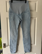 H&M Mama Maternity Skinny Light Wash Blue Denim 5-Pocket Jeans Size M