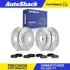 Front Rear Drilled Slotted Brake Rotors Premium Ceramic Pads for Chevy Equinox